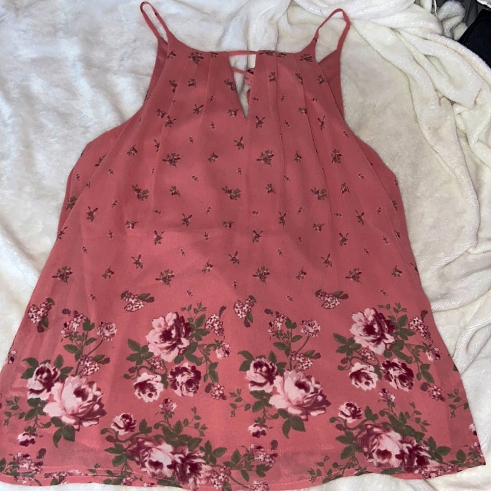 Pink Flower tank top blouse